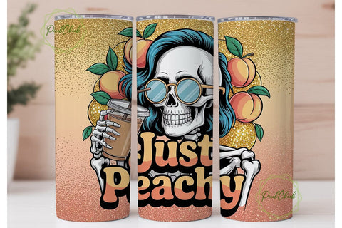 Just Peachy Skeleton 20oz Tumbler Wrap Sublimation PixelChick 