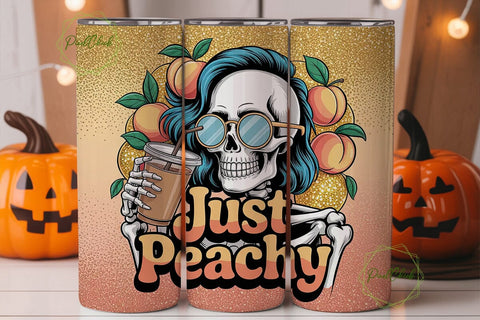 Just Peachy Skeleton 20oz Tumbler Wrap Sublimation PixelChick 