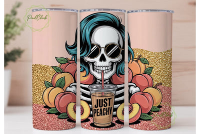 Just Peachy Skeleton 20oz Tumbler Wrap Sublimation PixelChick 