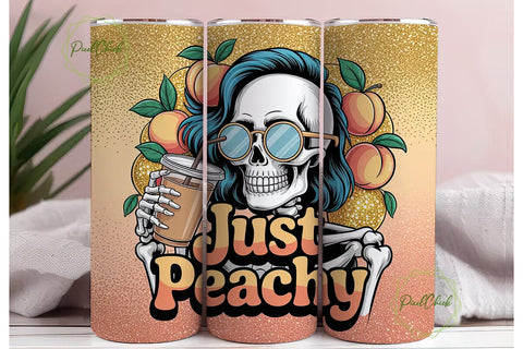 Just Peachy Skeleton 20oz Tumbler Wrap Sublimation PixelChick 