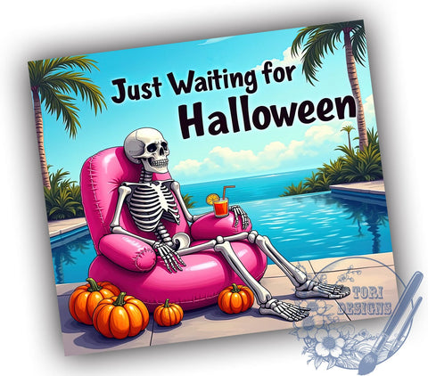 Just Waiting for Halloween 20oz Skinny Tumbler PNG, Spooky Summer Tumbler Sublimation Wrap, Straight & Tapered Tumbler Wrap, Instant Digital Download Sublimation ToriDesigns 