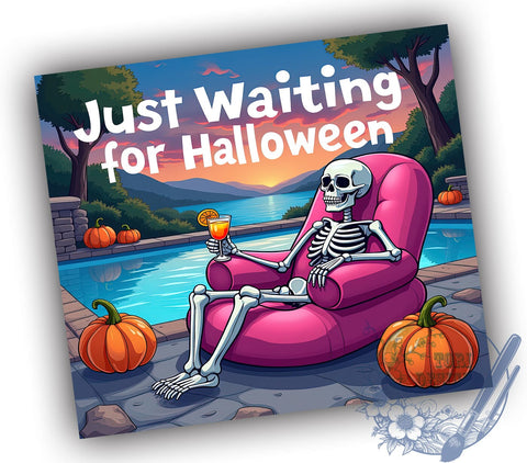 Just Waiting for Halloween 20oz Skinny Tumbler PNG, Spooky Summer Tumbler Sublimation Wrap, Straight & Tapered Tumbler Wrap, Instant Digital Download Sublimation ToriDesigns 