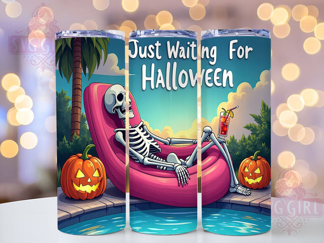 Just Waiting for Halloween 20oz Tumbler Wrap Sublimation Design, Straight Tapered Tumbler Wrap, Funny Skeleton Halloween Tumbler Png, Instant Digital Download Sublimation SvggirlplusArt 