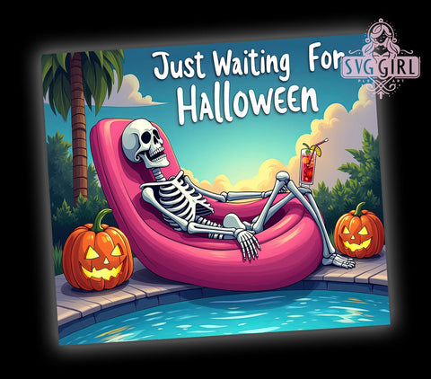 Just Waiting for Halloween 20oz Tumbler Wrap Sublimation Design, Straight Tapered Tumbler Wrap, Funny Skeleton Halloween Tumbler Png, Instant Digital Download Sublimation SvggirlplusArt 