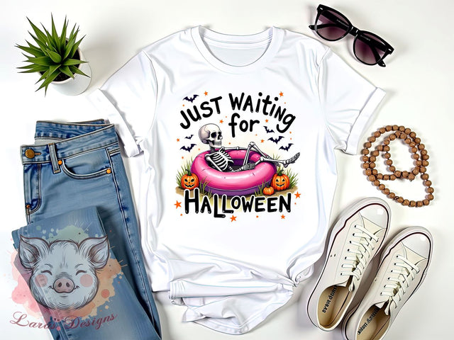 Just Waiting for Halloween Png, Funny Halloween Png, Spooky Summer Png, Skeleton Png, Halloween Png, Sublimation Designs, Digital Download Sublimation Lara' s Designs 