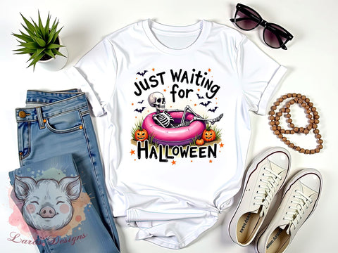 Just Waiting for Halloween Png, Funny Halloween Png, Spooky Summer Png, Skeleton Png, Halloween Png, Sublimation Designs, Digital Download Sublimation Lara' s Designs 