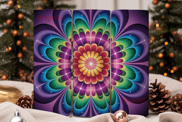 Kaleidoscope Mandala 20oz Tumbler Wrap Sublimation DesignSVG 