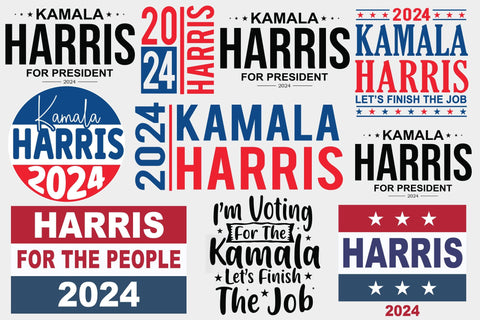 Kamala Harris 2024 SVG Bundle vol1, Kamala Harris bundle, Kamala Harris 2024 svg, Prosecutor vs felon, Madam President, Make the History, Harris for the people svg SVG Isabella Machell 