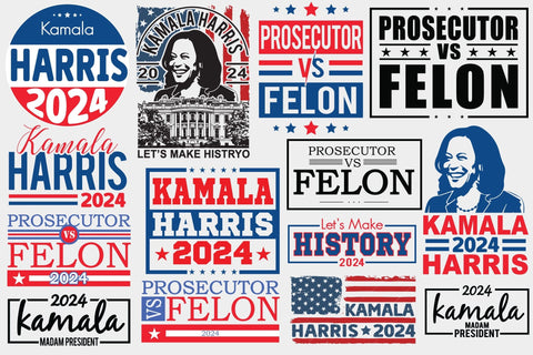 Kamala Harris 2024 SVG Bundle vol2, Kamala Harris bundle, Kamala Harris 2024 svg, Prosecutor vs felon, Madam President, Make the History, Harris for the people svg SVG Isabella Machell 