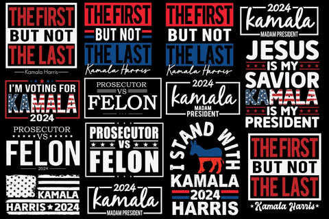 Kamala Harris 2024 SVG Bundle vol2, Kamala Harris bundle, Kamala Harris 2024 svg, Prosecutor vs felon, Madam President, Make the History, Harris for the people svg SVG Isabella Machell 