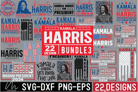 Kamala Harris 2024 SVG Bundle vol3, Kamala Harris bundle, Kamala Harris 2024 svg, Prosecutor vs felon, Madam President, Make the History, Harris for the people svg SVG Isabella Machell 