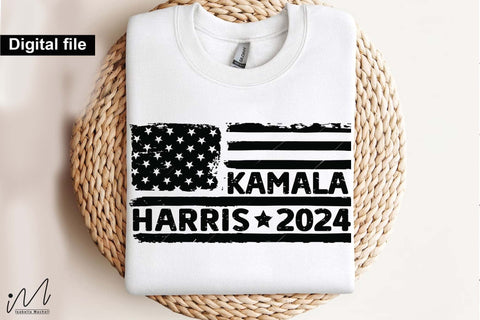 Kamala Harris 2024 svg, Camala Harris t-shirt, Madam President, Democratic t shirt, Camala Harris 2024 svg, Gift for Her, USA distress flag svg SVG Isabella Machell 