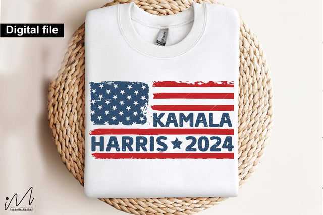 Kamala Harris 2024 svg, Camala Harris t-shirt, Madam President, Democratic t shirt, Camala Harris 2024 svg, Gift for Her, USA distress flag svg SVG Isabella Machell 