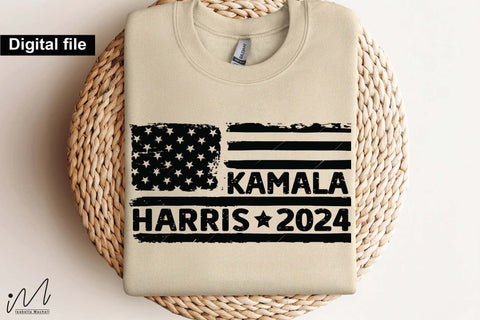 Kamala Harris 2024 svg, Camala Harris t-shirt, Madam President, Democratic t shirt, Camala Harris 2024 svg, Gift for Her, USA distress flag svg SVG Isabella Machell 