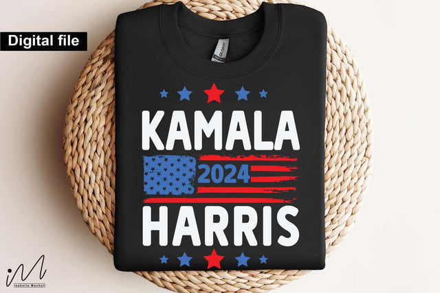 Kamala Harris 2024 with flag svg, Camala Harris t-shirt, Madam President, Democratic t shirt, Camala Harris 2024 svg, Gift for Her SVG Isabella Machell 