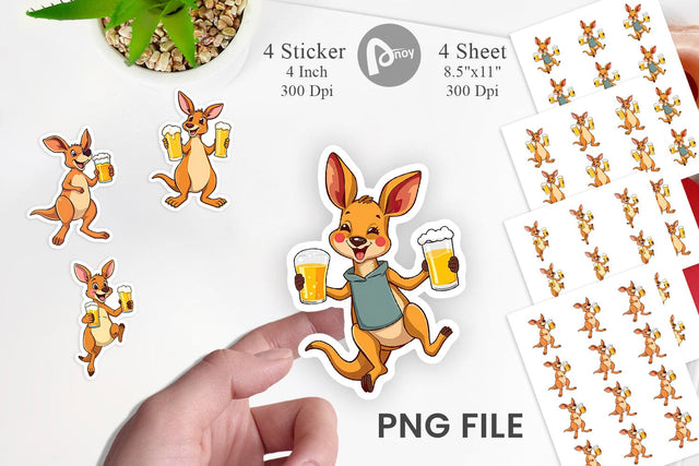 Kangaroo Beer Day Sticker Sublimation artnoy 