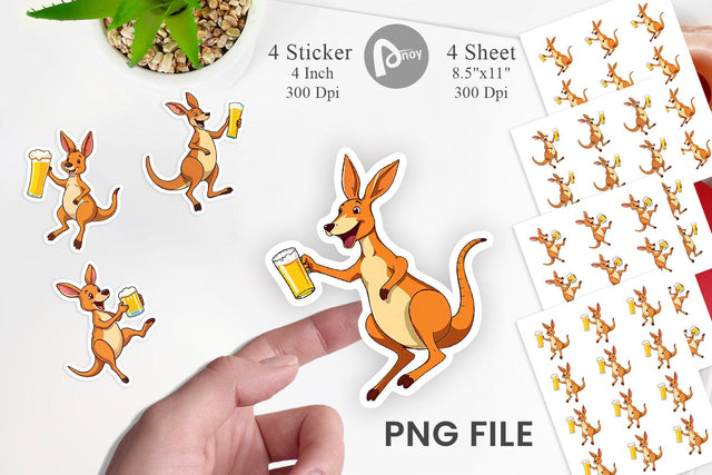 Kangaroo Beer Day Sticker Sublimation artnoy 