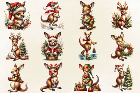 Kangaroo Christmas Clipart Bundle Sublimation BijouBay 