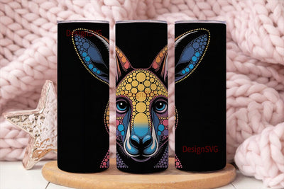 Kangaroo Dot Art Tumbler Wrap Sublimation DesignSVG 