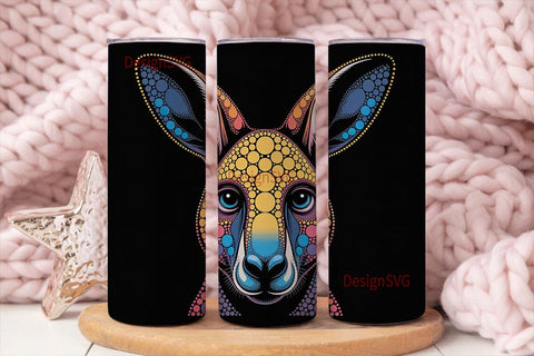 Kangaroo Dot Art Tumbler Wrap Sublimation DesignSVG 