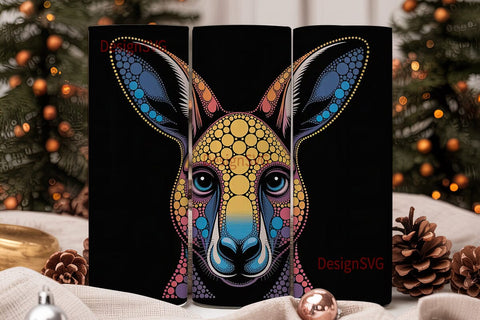 Kangaroo Dot Art Tumbler Wrap Sublimation DesignSVG 