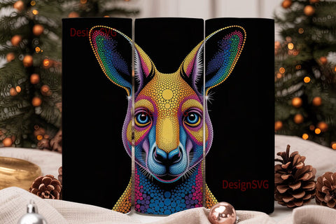 Kangaroo Dot Art Tumbler Wrap Sublimation DesignSVG 