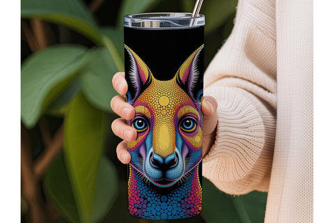 Kangaroo Dot Art Tumbler Wrap Sublimation DesignSVG 