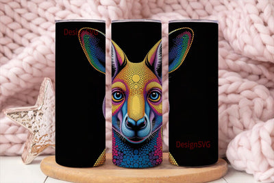 Kangaroo Dot Art Tumbler Wrap Sublimation DesignSVG 