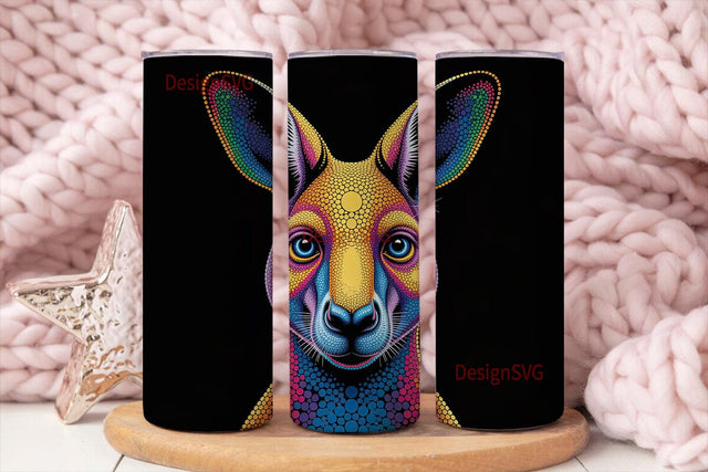 Kangaroo Dot Art Tumbler Wrap Sublimation DesignSVG 