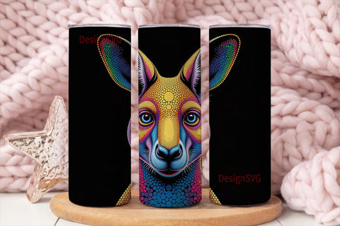 Kangaroo Dot Art Tumbler Wrap Sublimation DesignSVG 