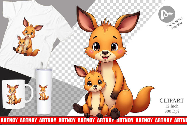 Kangaroo Mother's Day Clipart Sublimation artnoy 