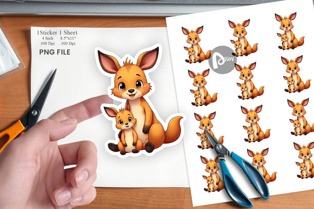 Kangaroo Mother's Day Sticker Sublimation artnoy 