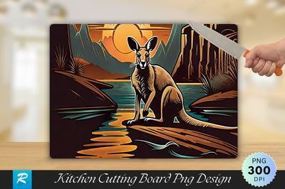 Kangaroo on water Cutting Board Sublimation Regulrcrative 