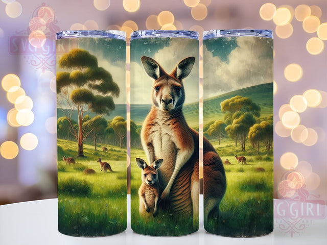 Kangaroo Tumbler, Mama Baby Kangaroos Design, 20oz Tumbler PNG, Animal Lover Gift, Wildlife Decor, Cute Kangaroo Art, Australian Animals Tumbler, Sublimation Drinkware Sublimation SvggirlplusArt 