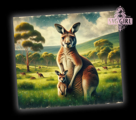 Kangaroo Tumbler, Mama Baby Kangaroos Design, 20oz Tumbler PNG, Animal Lover Gift, Wildlife Decor, Cute Kangaroo Art, Australian Animals Tumbler, Sublimation Drinkware Sublimation SvggirlplusArt 