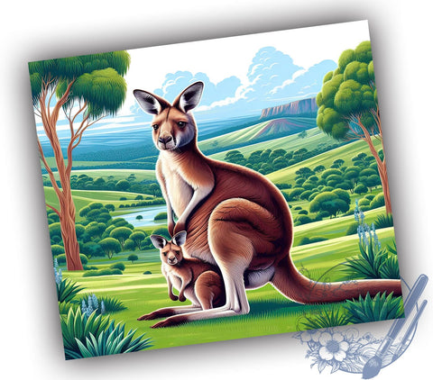 Kangaroo Tumbler Wrap, Mama and Baby Kangaroo Design, 20oz Sublimation Tumbler, Animal Lover Gift, Wildlife Drinkware, Australian Animal Decor, Cute Animal Tumbler, Nature Lover Gift Sublimation ToriDesigns 