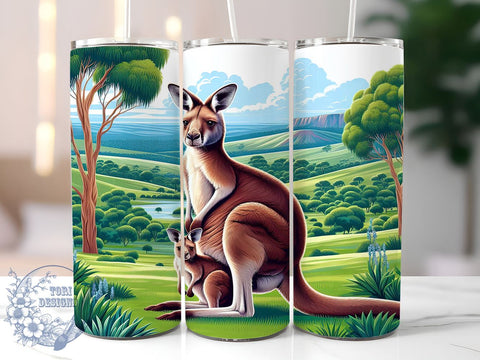Kangaroo Tumbler Wrap, Mama and Baby Kangaroo Design, 20oz Sublimation Tumbler, Animal Lover Gift, Wildlife Drinkware, Australian Animal Decor, Cute Animal Tumbler, Nature Lover Gift Sublimation ToriDesigns 