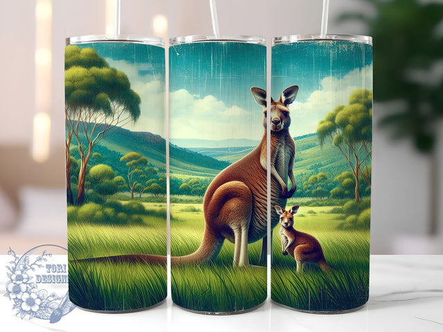 Kangaroo Tumbler Wrap, Mama and Baby Kangaroo Design, 20oz Sublimation Tumbler, Animal Lover Gift, Wildlife Drinkware, Australian Animal Decor, Cute Animal Tumbler, Nature Lover Gift Sublimation ToriDesigns 