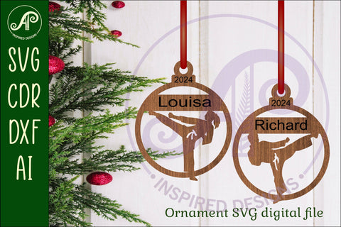 Karate Christmas Ornament SVG laser cut SVG APInspireddesigns 