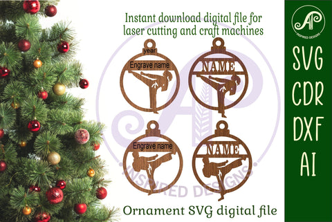 Karate Christmas Ornament SVG laser cut SVG APInspireddesigns 