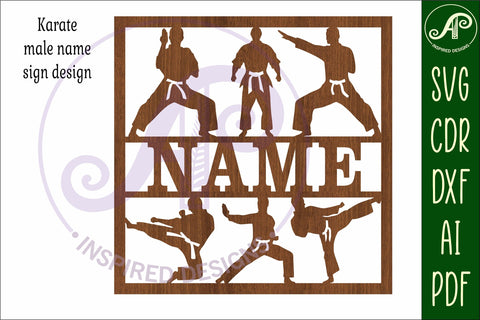 Karate themed name sign svg laser SVG APInspireddesigns 