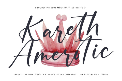 Kareth Amerotic - Modern Freestyle Font Font Letterena Studios 