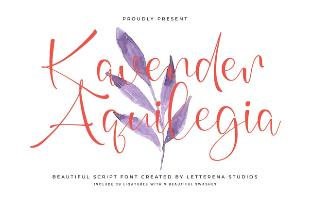 Kavender Aquilegia - Beautiful Script Font Font Letterena Studios 