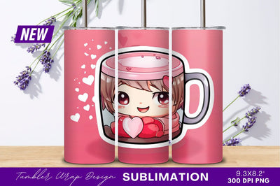 Kawaii anime girl in tumbler png Sublimation Regulrcrative 