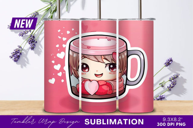 Kawaii anime girl in tumbler png Sublimation Regulrcrative 