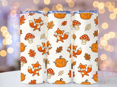 Kawaii Autumn Foxes 20oz Tumbler, Autumn Foxes, Kawaii Design, Cozy Theme, Sublimation Wrap, 20oz Tumbler, Whimsical Aesthetic, Woodland Charm Sublimation SvggirlplusArt 