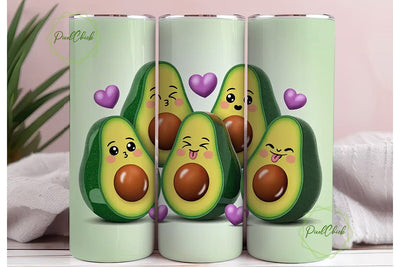 Kawaii Avocado 20oz Tumbler Wrap Sublimation PixelChick 