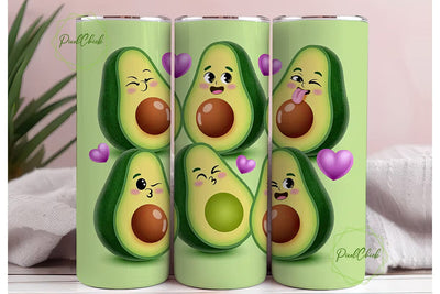 Kawaii Avocado 20oz Tumbler Wrap Sublimation PixelChick 