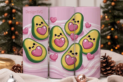 Kawaii Avocado Heart 20oz Tumbler Wrap Sublimation DesignSVG 