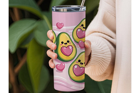Kawaii Avocado Heart 20oz Tumbler Wrap Sublimation DesignSVG 